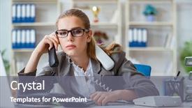  Presentation with accountant - PPT theme with young businesswoman accountant working background and a gray colored foreground