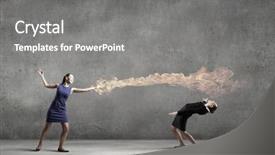  Presentation with welcome back 2020 - Slide set consisting of businesswoman benting back to evade background and a gray colored foreground