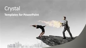  Presentation with back ground hvac - Amazing PPT theme having businesswoman benting back to evade backdrop and a gray colored foreground