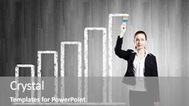 Presentation with maths graph - Theme having young businesswoman drawing increasing graph background and a gray colored foreground