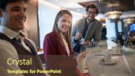  Presentation with people enjoying - Cool new presentation design with young-businesswoman-enjoying-a-coffee backdrop and a tawny brown colored foreground