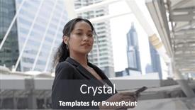  Presentation with life - Presentation theme enhanced with young-businesswoman-enjoying-city-life background and a dark gray colored foreground