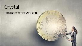  Presentation with mechanic gears - PPT theme with young businesswoman fixing gears mechanism background and a light gray colored foreground