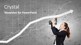  Presentation with drill - Presentation theme having young businesswoman fixing increasing arrow with drill background and a gray colored foreground