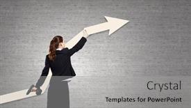  Presentation with drill - Colorful presentation theme enhanced with young-businesswoman-fixing-increasing-arrow backdrop and a light gray colored foreground