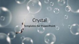  Presentation with bubble - Presentation design having young businesswoman flying high background and a light gray colored foreground