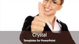  Presentation with thumbs up - Presentation design consisting of young businesswoman gesturing thumbs up background and a wine colored foreground