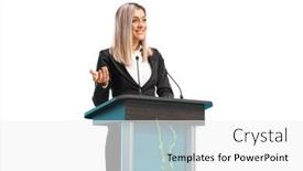  Presentation with giving - Cool new presentation with young-businesswoman-giving-a-speech backdrop and a white colored foreground