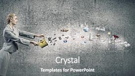  Presentation with paint bucket - Slides enhanced with young businesswoman hand holding bucket with paint splashes background and a gray colored foreground