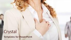  Presentation with pain - Slide set with young businesswoman having a pain background and a lemonade colored foreground