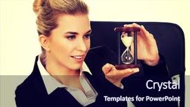  Presentation with holding hands old young - PPT theme consisting of young businesswoman holding a hourglass background and a  colored foreground