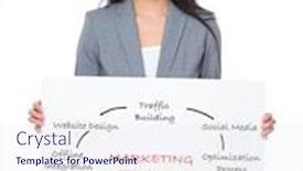  Presentation with marketing strategy - Audience pleasing slide set consisting of young-businesswoman-holding-a-poster backdrop and a sky blue colored foreground