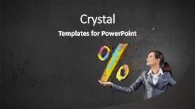  Presentation with percentage - Presentation featuring young businesswoman holding percentage symbol background and a dark gray colored foreground