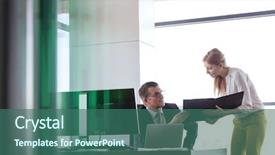  Presentation with smart - Beautiful slides featuring young businesswoman holding smart phone backdrop and a ocean colored foreground