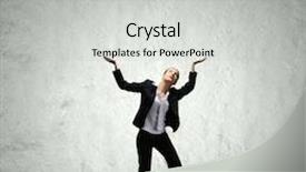  Presentation with burden - Presentation theme consisting of young businesswoman holding some burden above head background and a light gray colored foreground