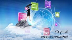  Presentation with umbrella - Beautiful PPT theme featuring gift box with tag and christmas tree decorations on white table top view backdrop and a white colored foreground