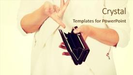  Presentation with empty - Amazing PPT layouts having young businesswoman holds empty wallet backdrop and a cream colored foreground