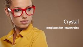  Presentation with music reggae colors - Slide set consisting of young businesswoman in autumn colors background and a coral colored foreground