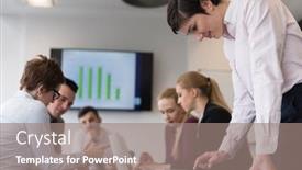  Presentation with casual young people - Cool new slides with young businesswoman in casual hipster clothes working on tablet computer at modern startup business office people group working and brainstorming in background backdrop and a gray colored foreground