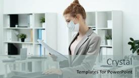  Presentation with xerox - Beautiful slide deck featuring young-businesswoman-in-elegant-grey backdrop and a light gray colored foreground
