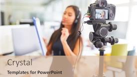  Presentation with coaching - Colorful presentation enhanced with young-businesswoman-in-front backdrop and a lemonade colored foreground