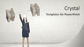  Presentation with paper heart book - Audience pleasing PPT theme consisting of young businesswoman in paper crown backdrop and a  colored foreground