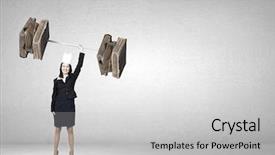  Presentation with crown - Cool new slides with young businesswoman in paper crown backdrop and a  colored foreground