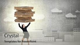  Presentation with crown - Cool new PPT theme with young businesswoman in paper crown backdrop and a  colored foreground