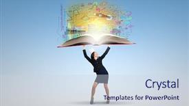  Presentation with paper heart from music book - Beautiful theme featuring young businesswoman in paper crown backdrop and a  colored foreground