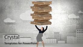  Presentation with crown - Beautiful theme featuring young businesswoman in paper crown backdrop and a  colored foreground