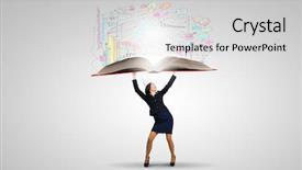  Presentation with crown - Theme having young businesswoman in paper crown background and a  colored foreground