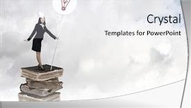  Presentation with standing out in the crowd - Presentation theme featuring young businesswoman in paper crown background and a  colored foreground