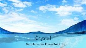  Presentation with blue crystal - Colorful presentation design enhanced with young businesswoman in suit swimming in crystal blue water backdrop and a light blue colored foreground