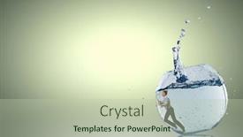  Presentation with crystal blue - Beautiful presentation theme featuring young businesswoman inside of aquarium with crystal blue water backdrop and a mint green colored foreground