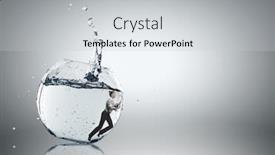  Presentation with blue crystal - Cool new slide set with young businesswoman inside of aquarium with crystal blue water backdrop and a light gray colored foreground