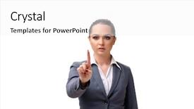  Presentation with white - Slide set consisting of young businesswoman isolated on white background and a white colored foreground