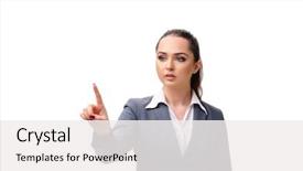  Presentation with white relativity theory - Colorful presentation theme enhanced with young businesswoman isolated on white backdrop and a  colored foreground