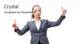  Presentation with octopus on isolated white - Amazing presentation theme having young businesswoman isolated on white backdrop and a  colored foreground