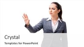  Presentation with octopus on isolated white - Slide set enhanced with young businesswoman isolated on white background and a white colored foreground