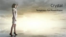  Presentation with forward - Presentation consisting of young businesswoman looking forward background and a coral colored foreground