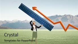  Presentation with measuring blood pressure in haitian - Audience pleasing slide deck consisting of measure goals - young businesswoman measuring something backdrop and a mint green colored foreground