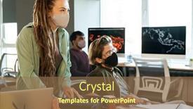  Presentation with coach - Theme enhanced with young-businesswoman-or-coach background and a tawny brown colored foreground