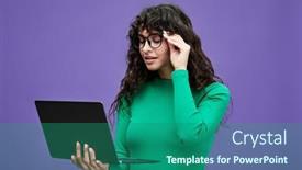  Presentation with green screen - Slide set with young-businesswoman-or-teacher background and a ocean colored foreground