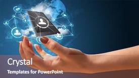  Presentation with cloud technology - Slide set with young businesswoman presenting cloud technology background and a red colored foreground