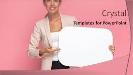  Presentation with bubble - PPT layouts featuring young-businesswoman-presenting-her-speech background and a coral colored foreground