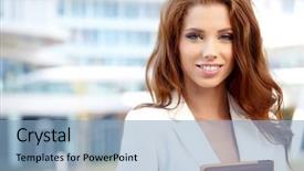  Presentation with real estate tax - Beautiful theme featuring young businesswoman real estate agent backdrop and a light blue colored foreground