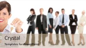  Presentation with for real estate - PPT layouts enhanced with young businesswoman real estate agent background and a coral colored foreground