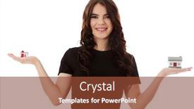  Presentation with house model software - Presentation with young-businesswoman-showing-house-models background and a tawny brown colored foreground