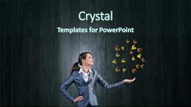  Presentation with money tree - Presentation design consisting of young businesswoman showing money tree in her hand background and a wine colored foreground