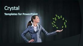  Presentation with money tree - Slide set featuring young businesswoman showing money tree in her hand background and a wine colored foreground